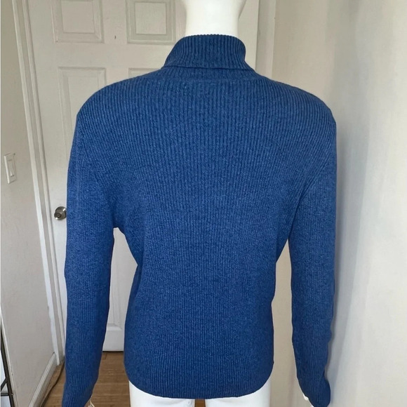 Reference Point turtleneck blue ribbed Knit 100% Cotton - Picture 4 of 8